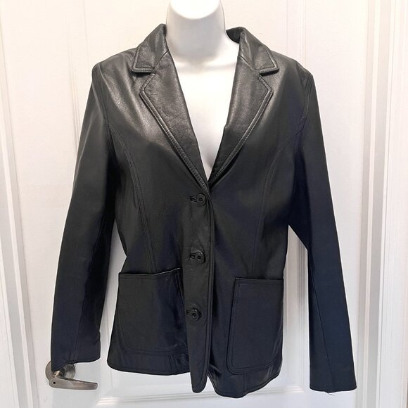 Wilsons Leather Jackets & Blazers - Wilson's Leather Maxima Women's Vintage Black Jacket/Blazer-Size Med.-Casual